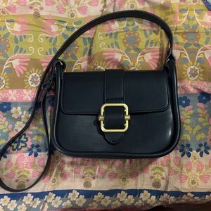 Miztique Black Crossbody Bag with Gold Buckle